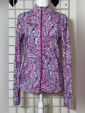 Tommy Bahama Pink and Blue Floral Golf & Tennis Top Size Small